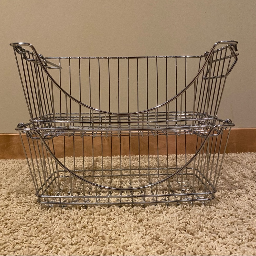 Silver stackable baskets